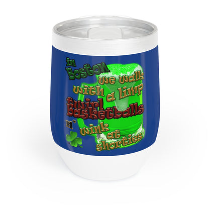 celtics logo - Chill Wine Tumbler (dark blue)