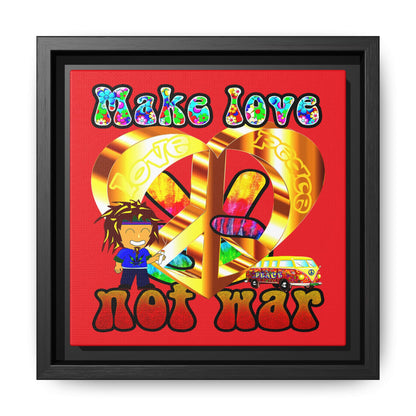 love peace - framed canvas art (red)