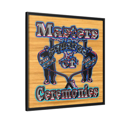 em cee squared - framed canvas art (butterscotch wood finish)