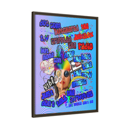 drop the beat - framed canvas art (light blue-purple wave)