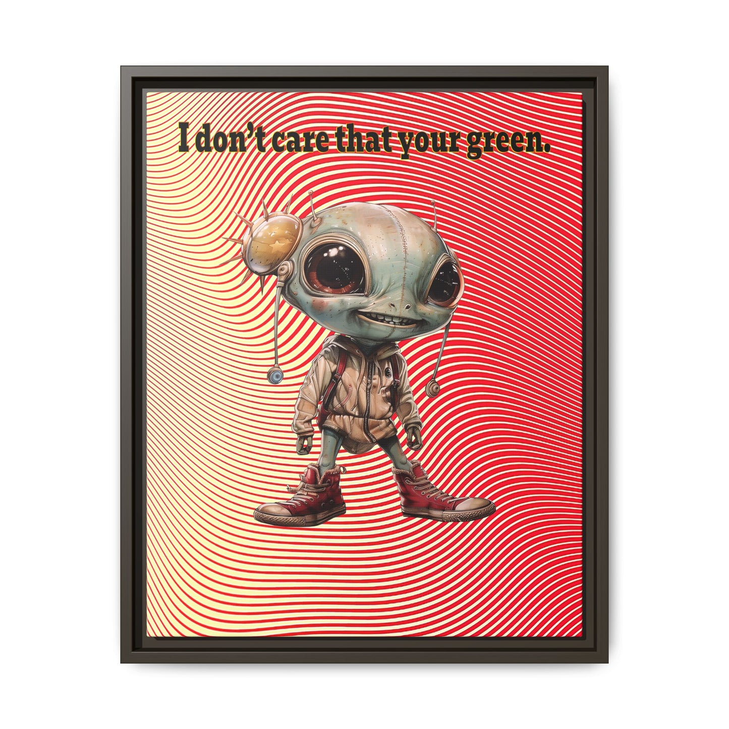 I don't care that your green - framed canvas art (yellow-orange wave)