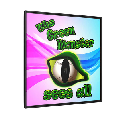 green monster - framed canvas art (light blue-pink wave)