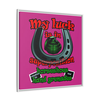 my luck - framed canvas art (pink)