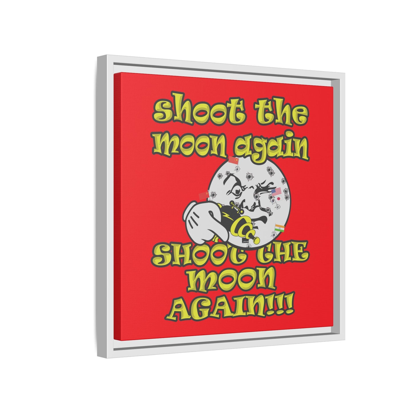 shoot the moon again - framed canvas art (red)