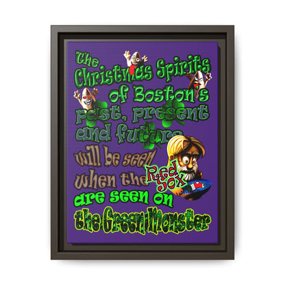 christmas spirits of boston - framed canvas art (purple)