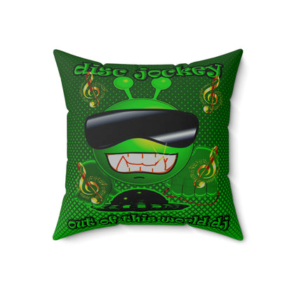 disc jockey - Spun Polyester Square Pillow - (logo green)