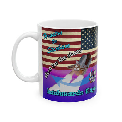 shoot for the stars - White Mug (purple-pink wave)