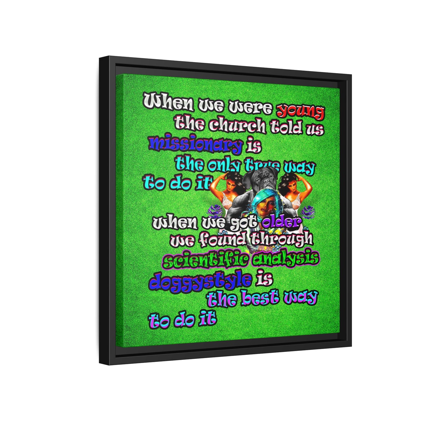 doggystyle - framed canvas art (green turf)