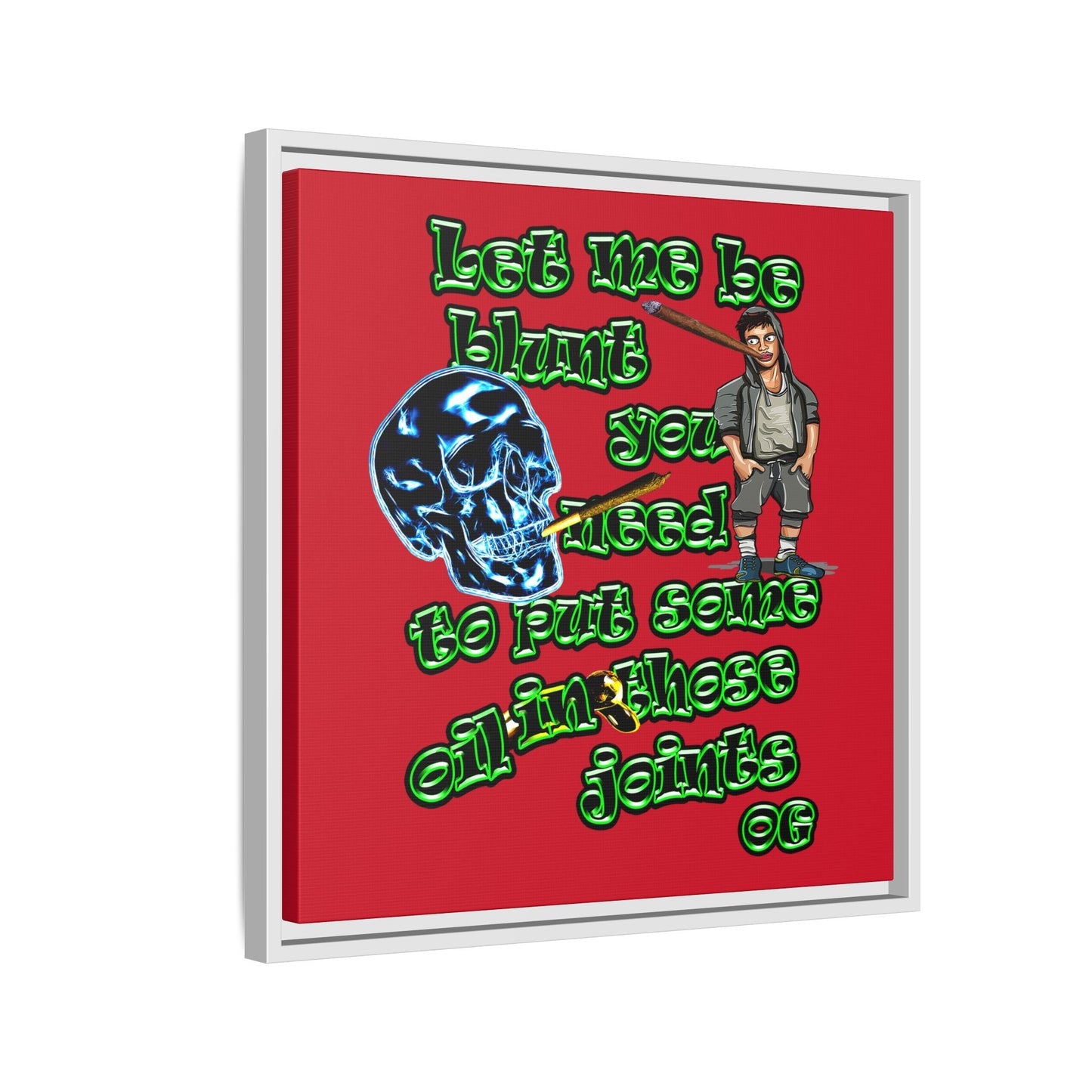 og - framed canvas art (dark red)