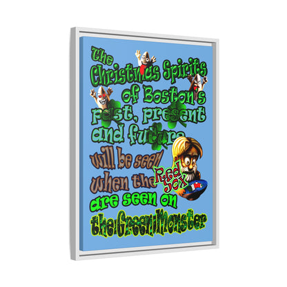 christmas spirits of boston - framed canvas art (light blue)