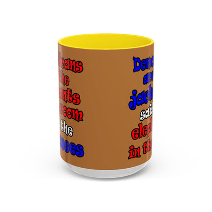 donkeys and elephants - Accent Mug (light brown)