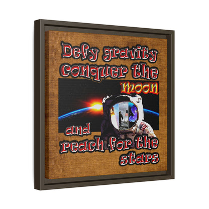 defy conquer reach - framed canvas art (brown papyrus)
