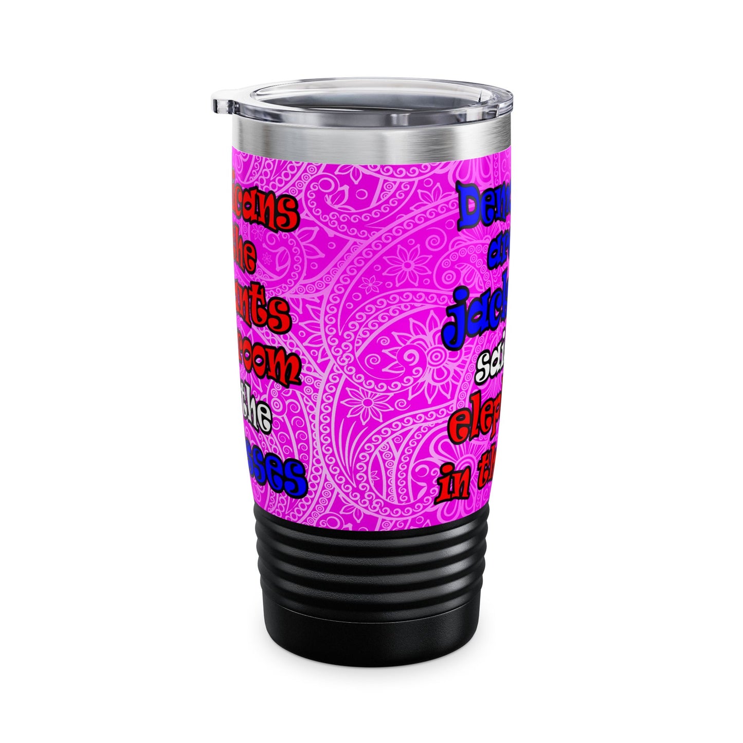 donkeys and elephants - Ringneck Tumbler, 20oz (pink swirl)