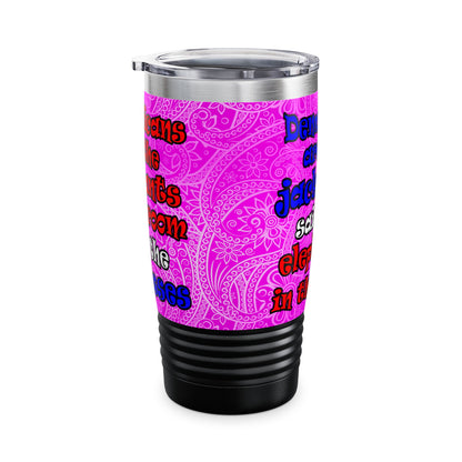 donkeys and elephants - Ringneck Tumbler, 20oz (pink swirl)