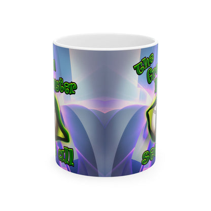 green monster - White Mug (grey-pink wave)