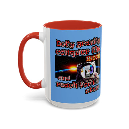defy conquer reach - Accent Mug (light blue)