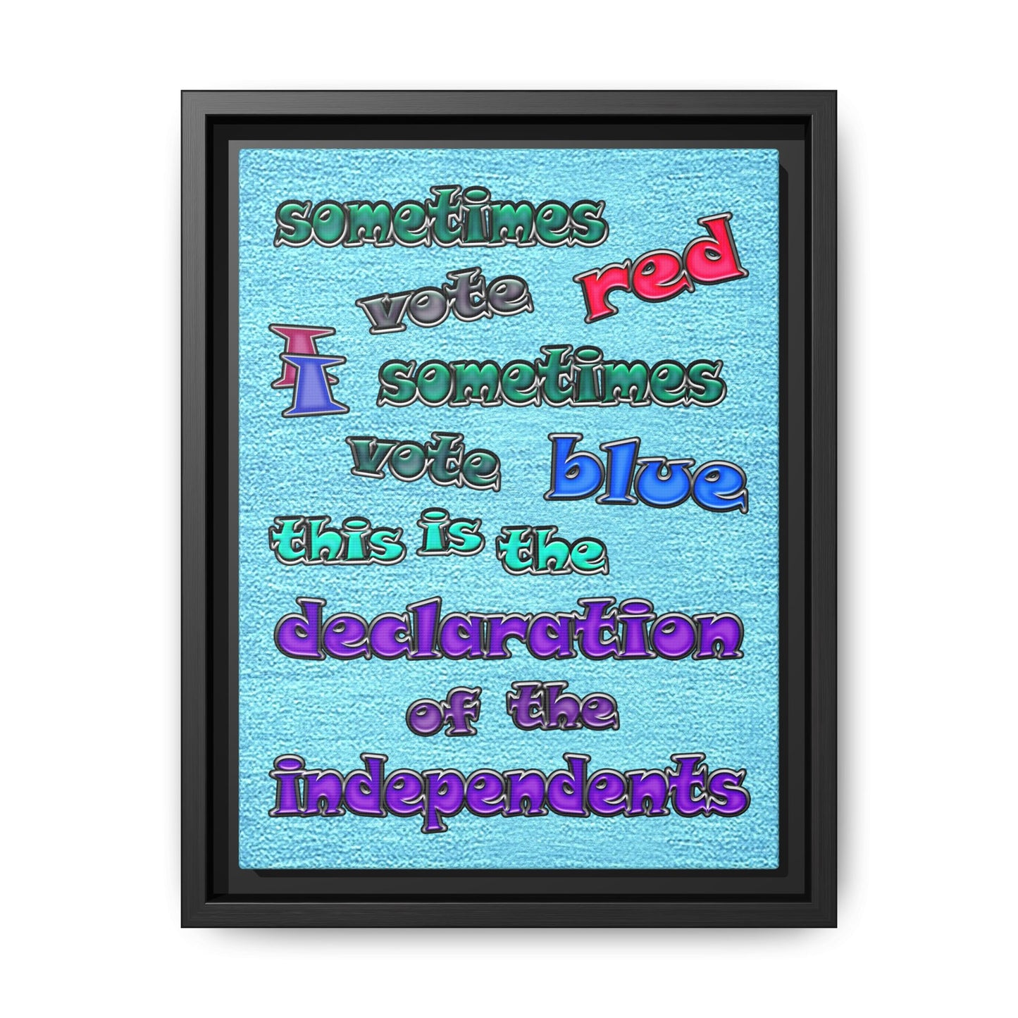 declaration of the independents - framed canvas art (faded blue)