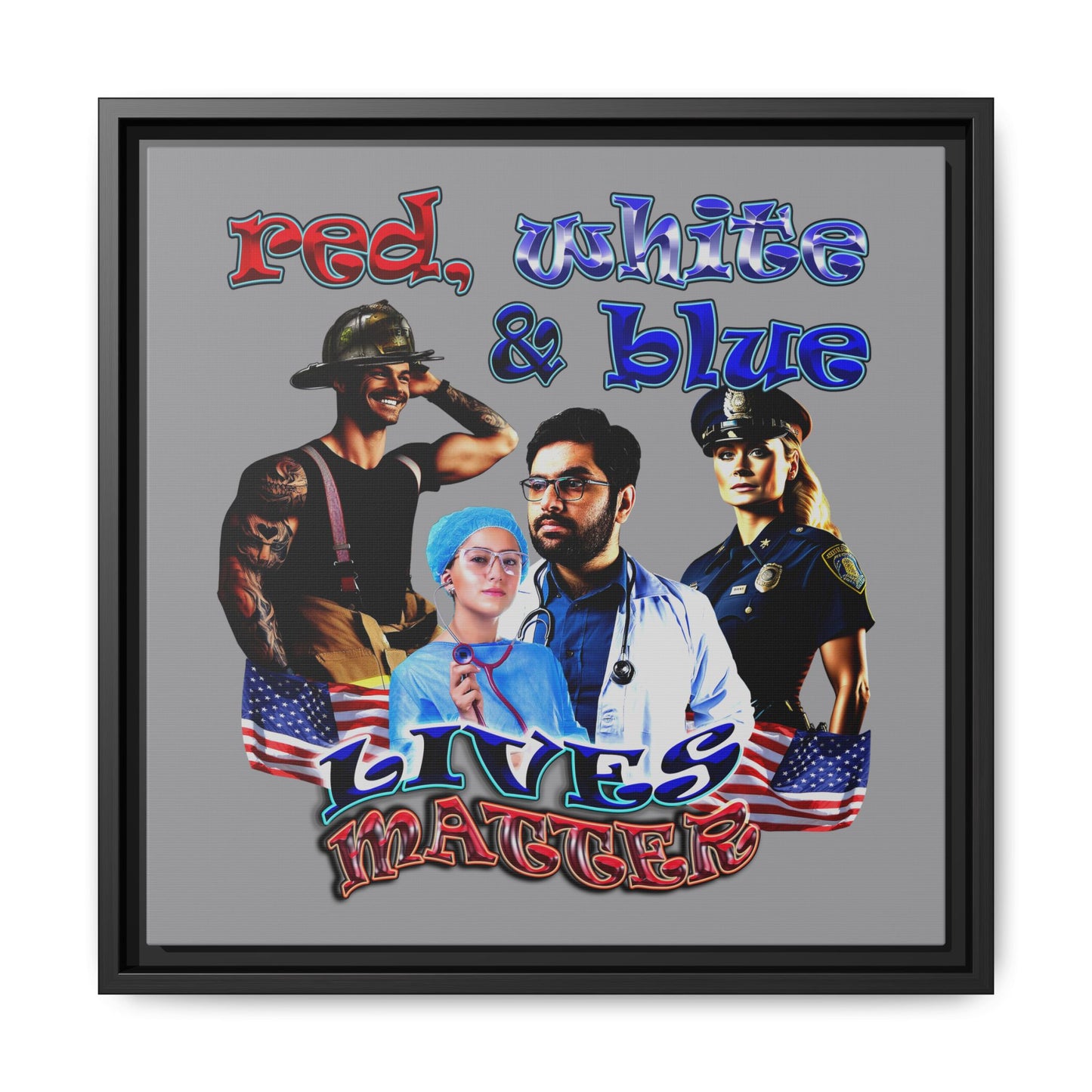 rw&b lives matter - framed canvas art (grey)