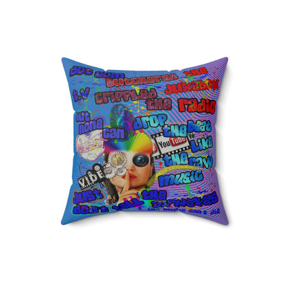 drop the beat - Faux Suede Square Pillow - (light blue-purple wave)