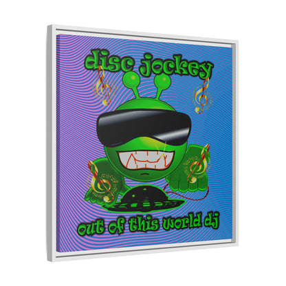 disc jockey - framed canvas art (light blue-purple wave)
