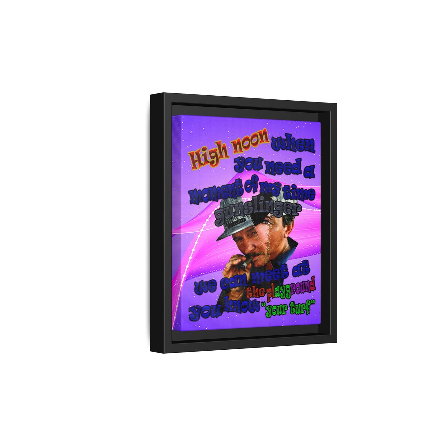 high noon - framed canvas art (purple-pink wave)