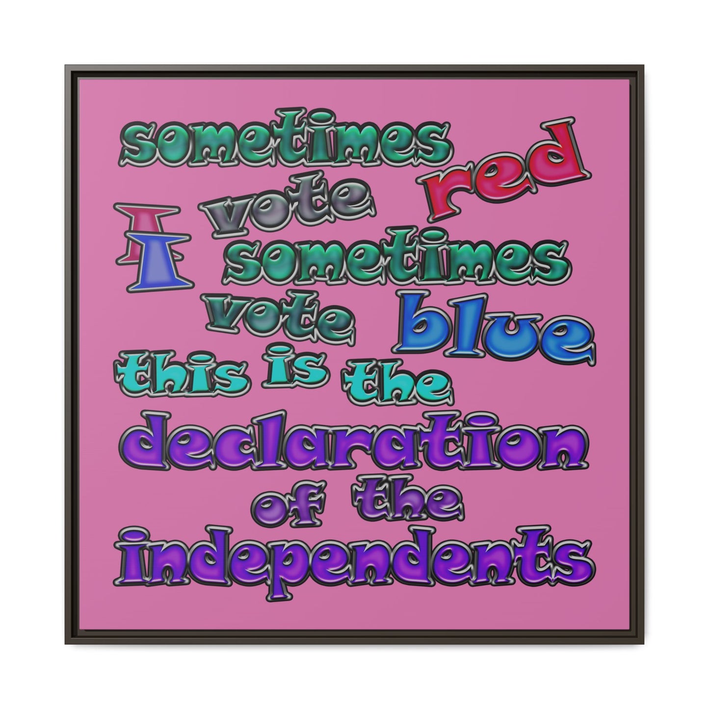 declaration of the independents - framed canvas art (light pink)