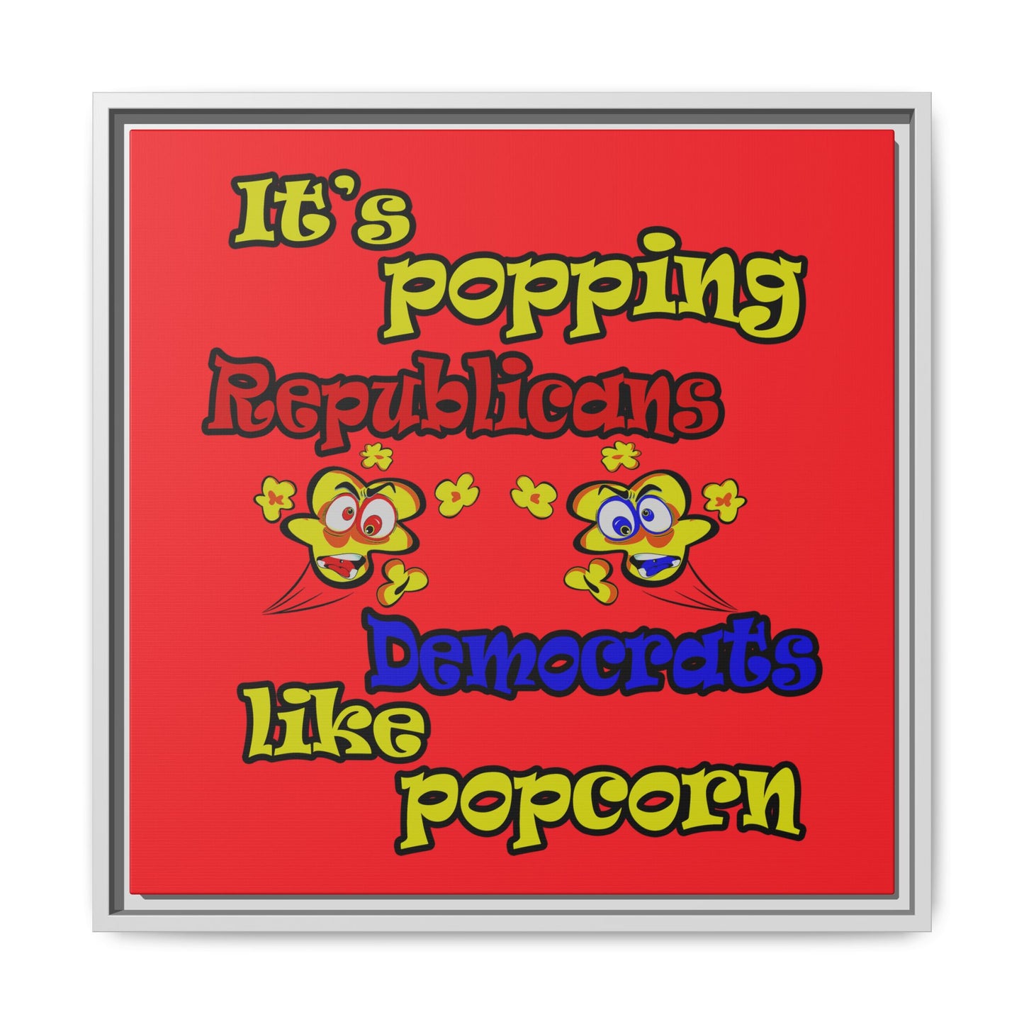 popping like popcorn - framed canvas art (red)