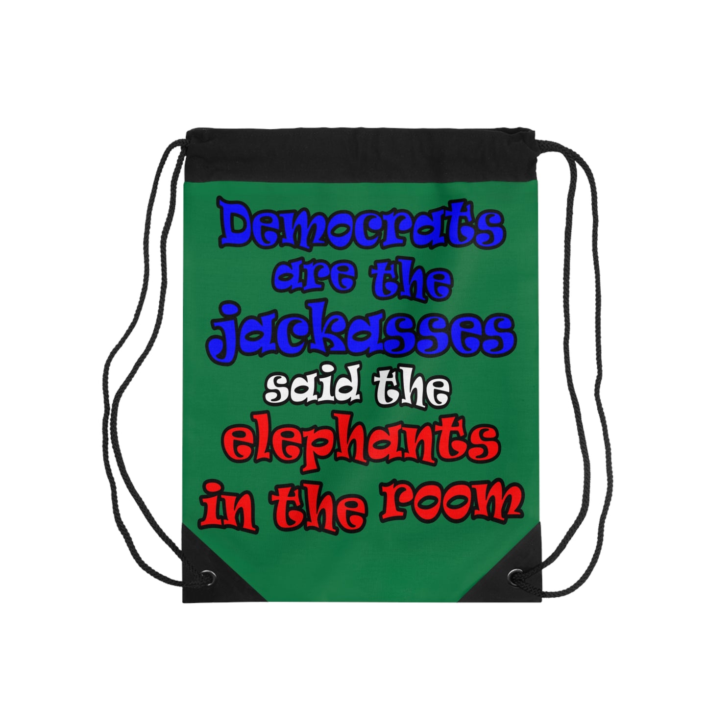 donkeys and elephants - Drawstring Bag (dark green)