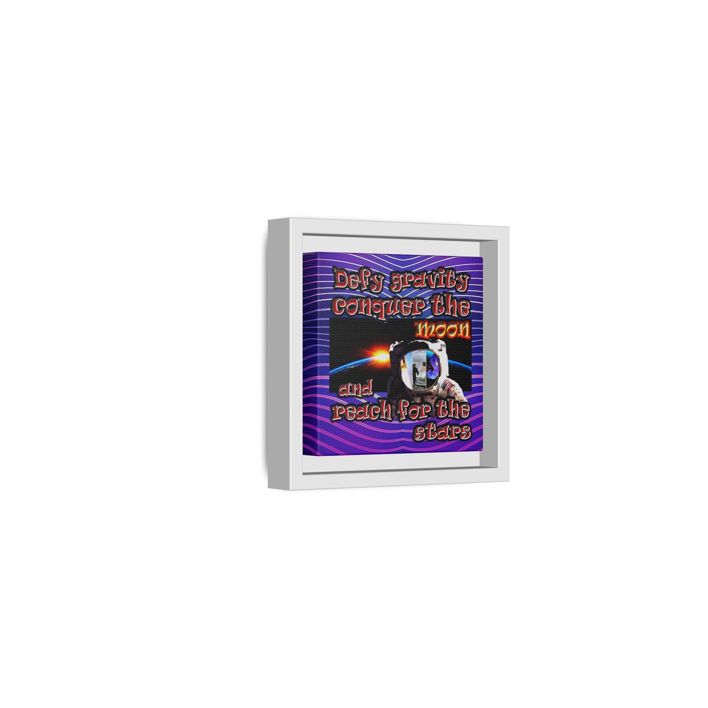 defy conquer reach - framed canvas art (purple wave)
