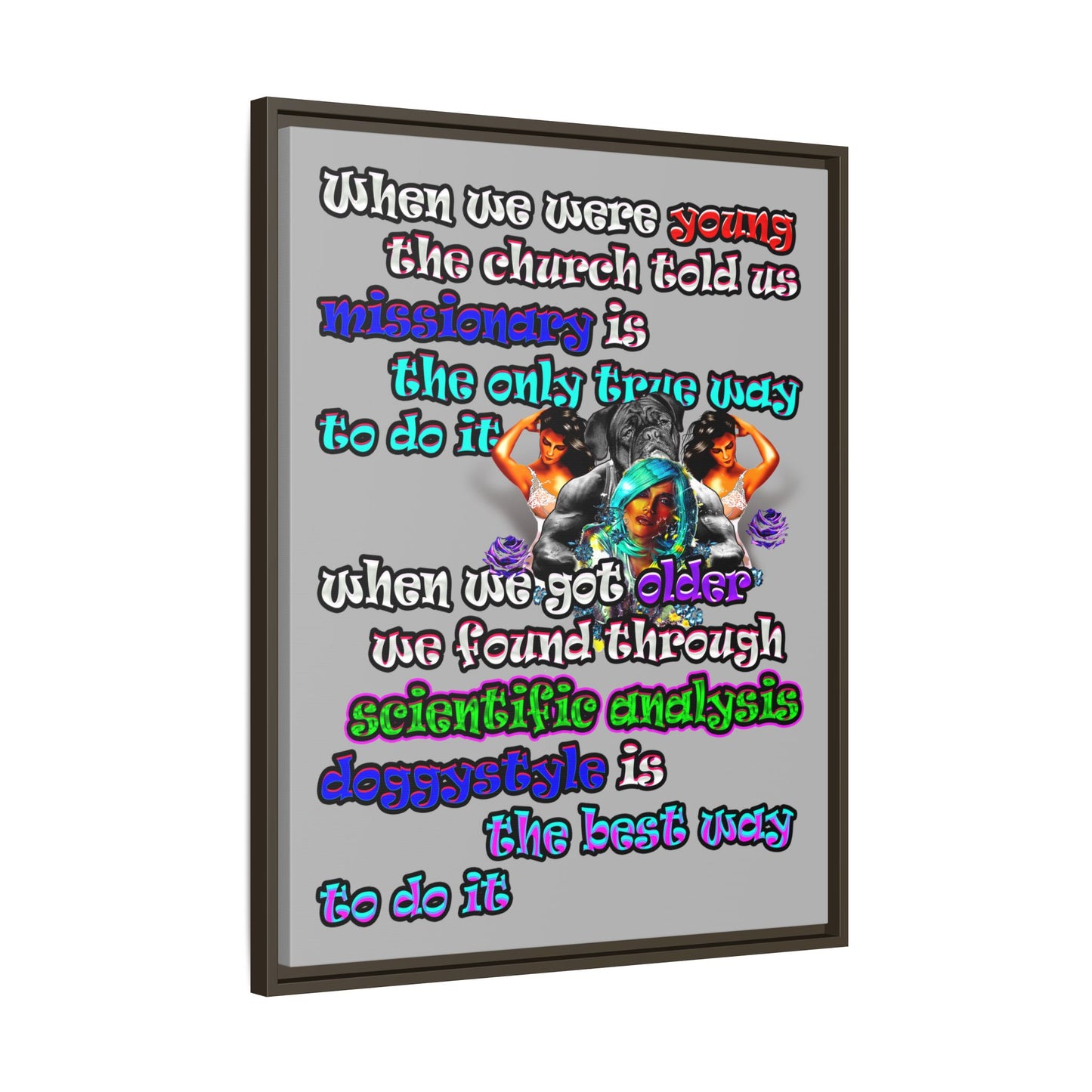 doggystyle - framed canvas art (light grey)