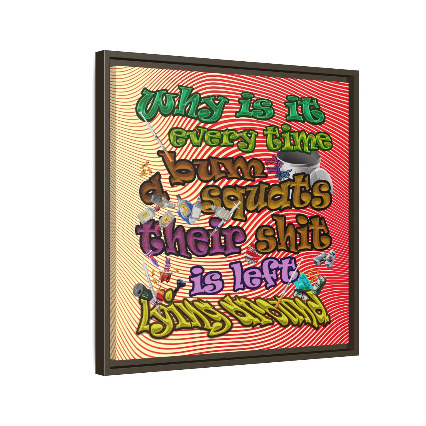 the bum's shit - framed canvas art (yellow-orange wave)