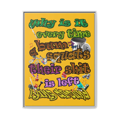 the bum's shit - framed canvas art (yellow)