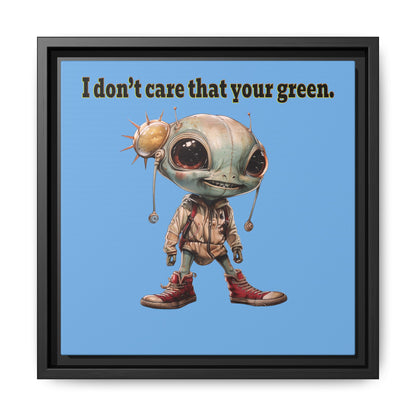 I don't care that your green - framed canvas art (light blue)