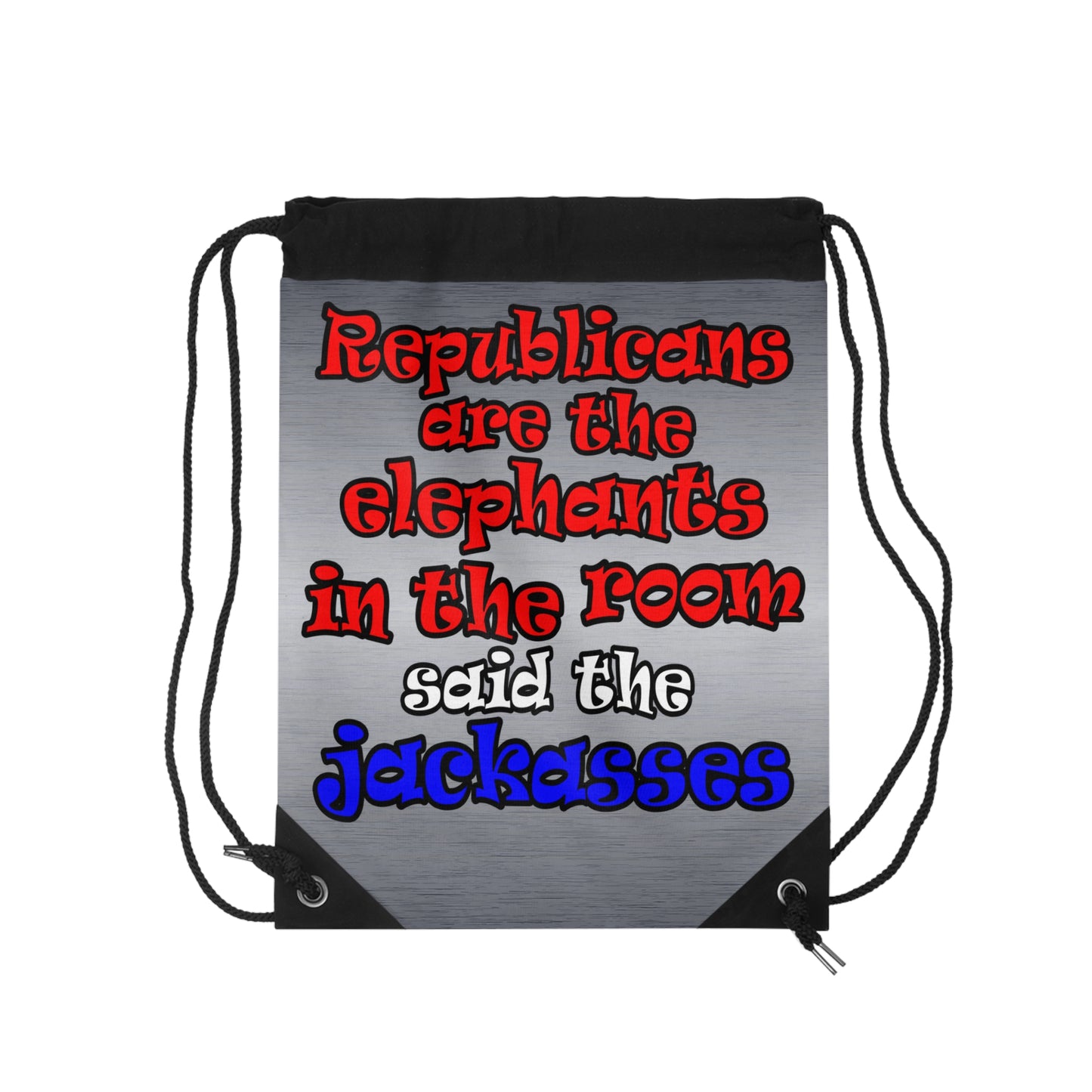 donkeys and elephants - Drawstring Bag (brushed nickel)