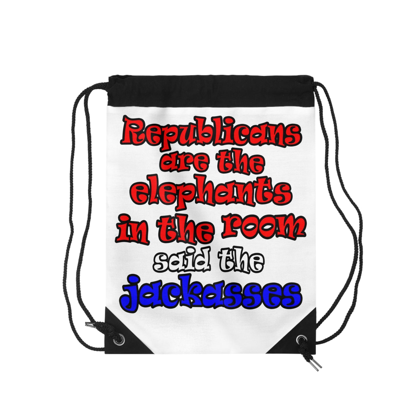 donkeys and elephants - Drawstring Bag (white)