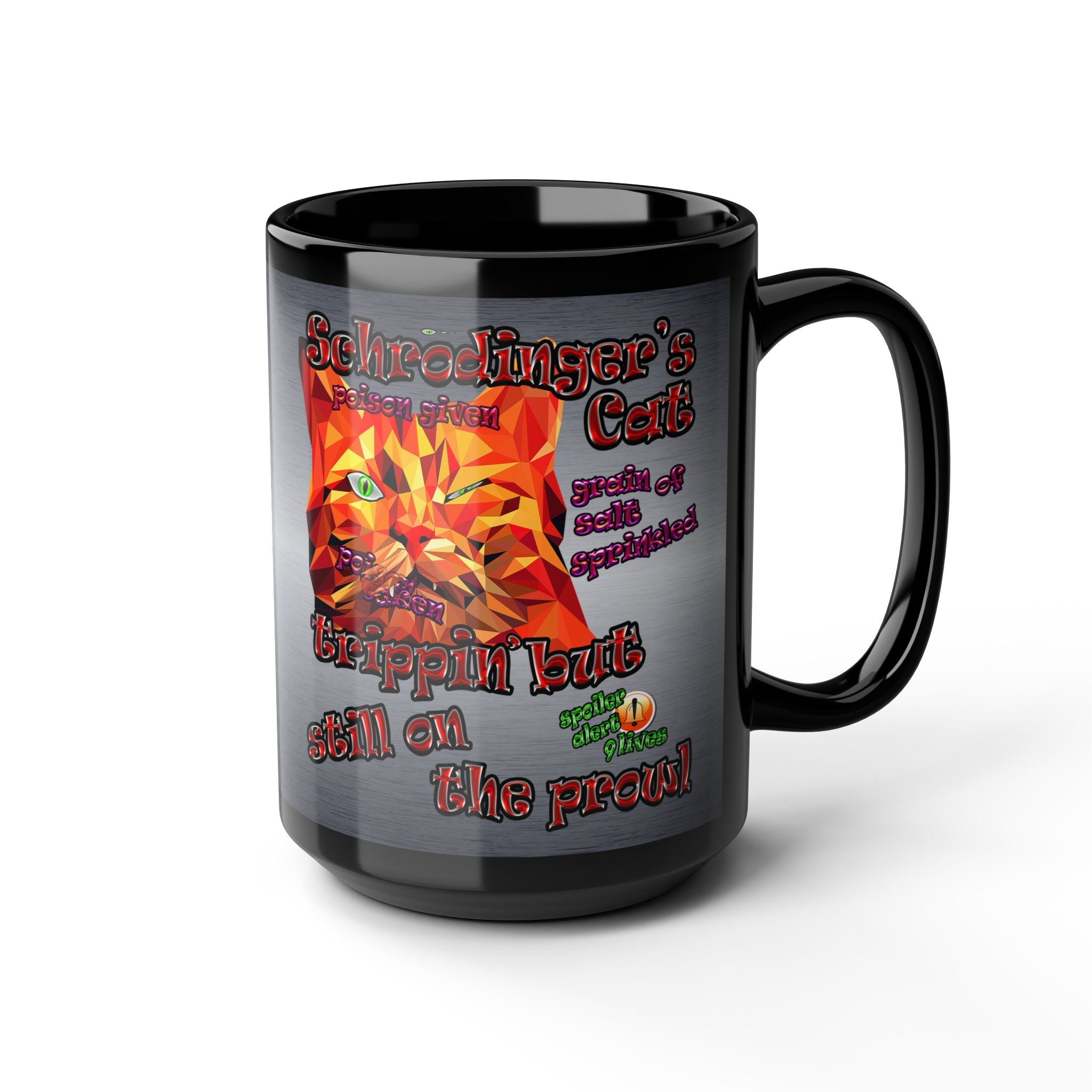 schrodinger's cat - Black Mug (brushed nickel)