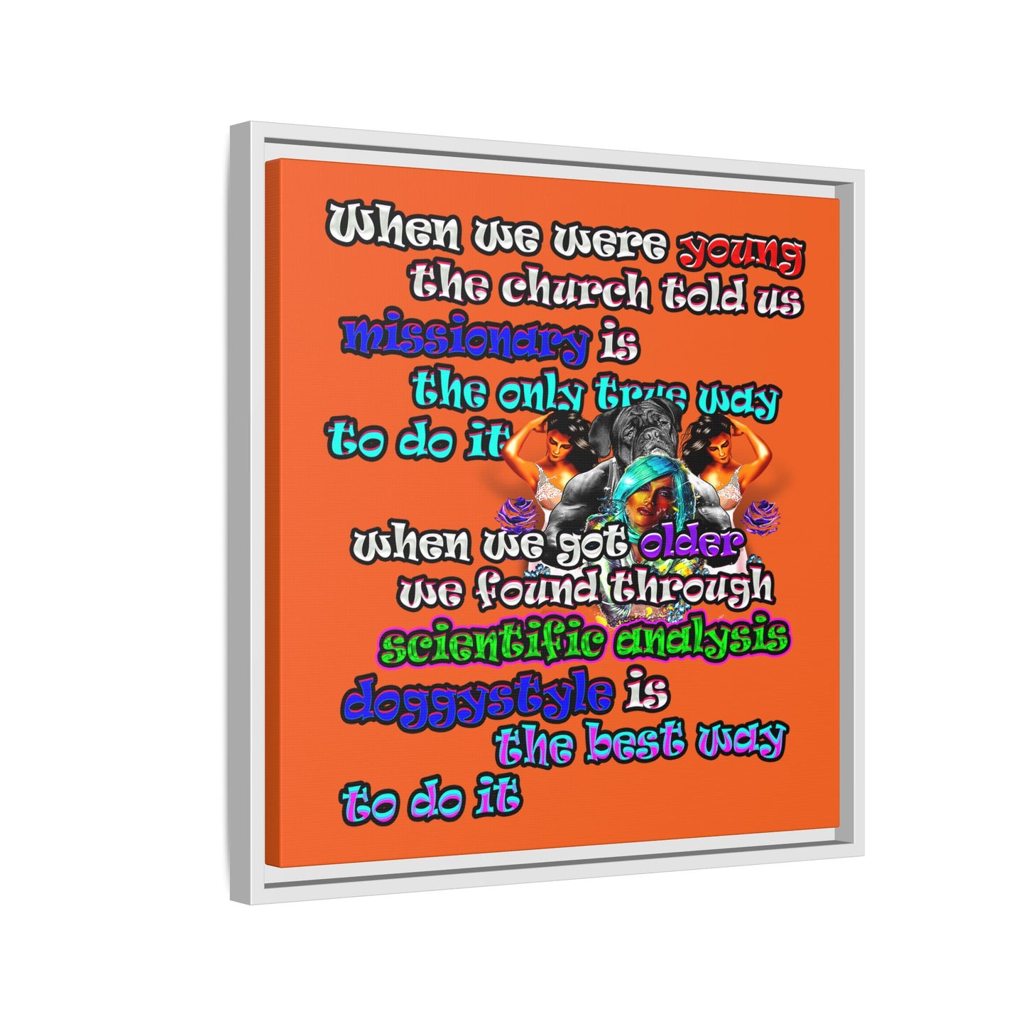 doggystyle - framed canvas art (orange)