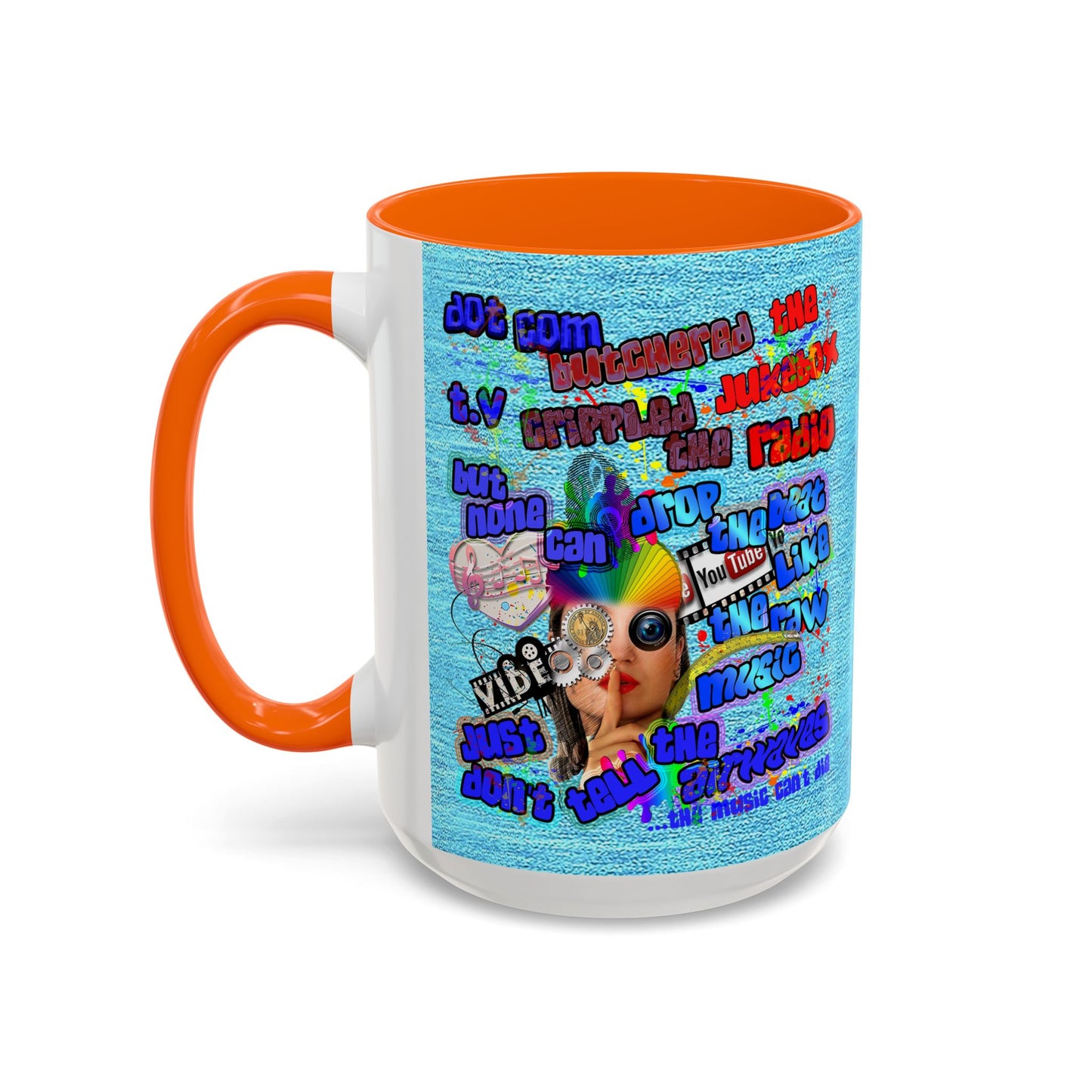 drop the beat - Accent Mug (faded blue)