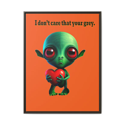 I don't care that your grey - framed canvas art (orange)