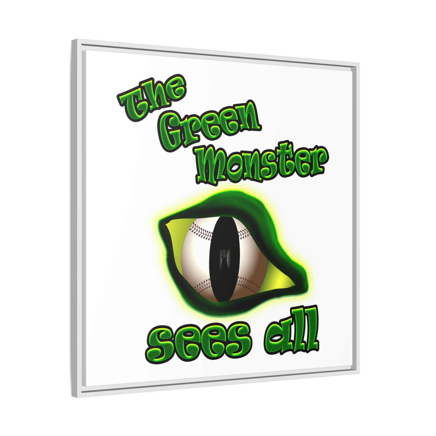 green monster - framed canvas art (white)