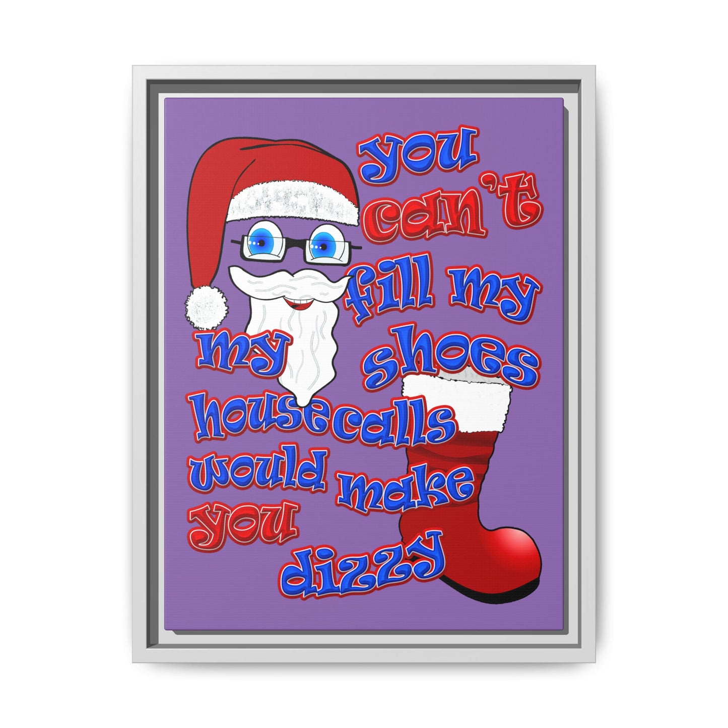 santa's shoes - framed canvas art (light purple)