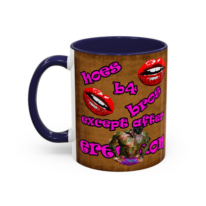hoes b4 bros - Accent Mug (brown papyrus)