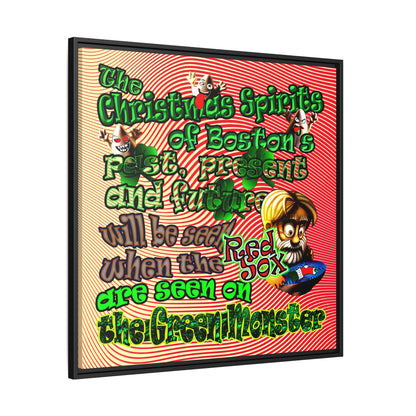 christmas spirits of boston - framed canvas art (yellow-orange wave)
