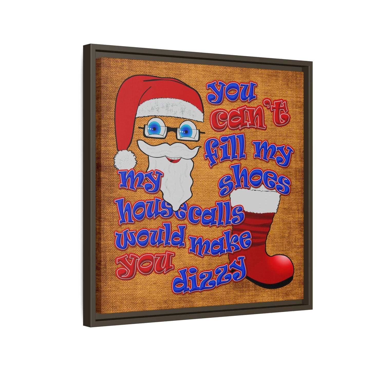 santa's shoes - framed canvas art (brown papyrus)
