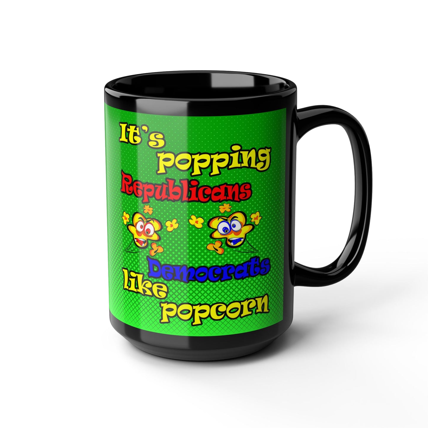 popping like popcorn - Black Mug (logo green)