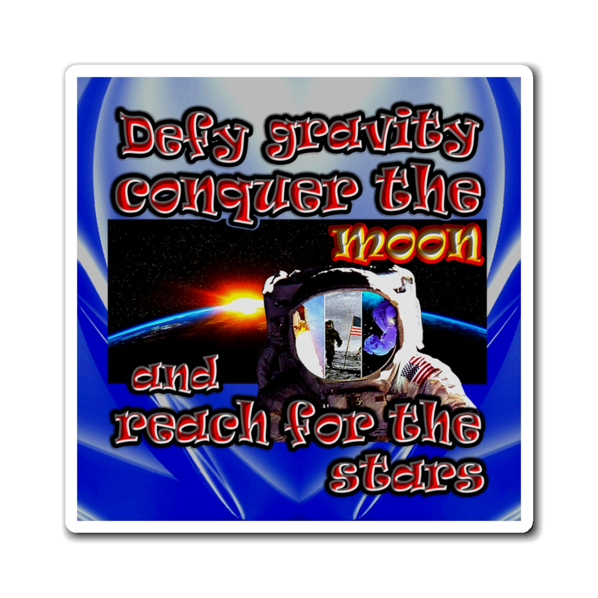 defy conquer reach - Magnets - (blue-white wave)