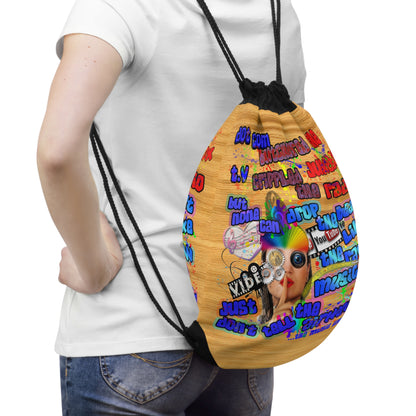 drop the beat - Drawstring Bag (butterscotch wood finish)