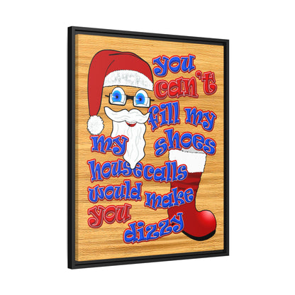 santa's shoes - framed canvas art (butterscotch wood finish)