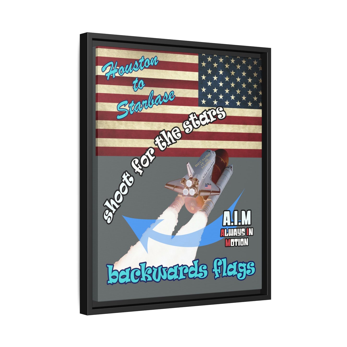 shoot for the stars - framed canvas art (dark grey)