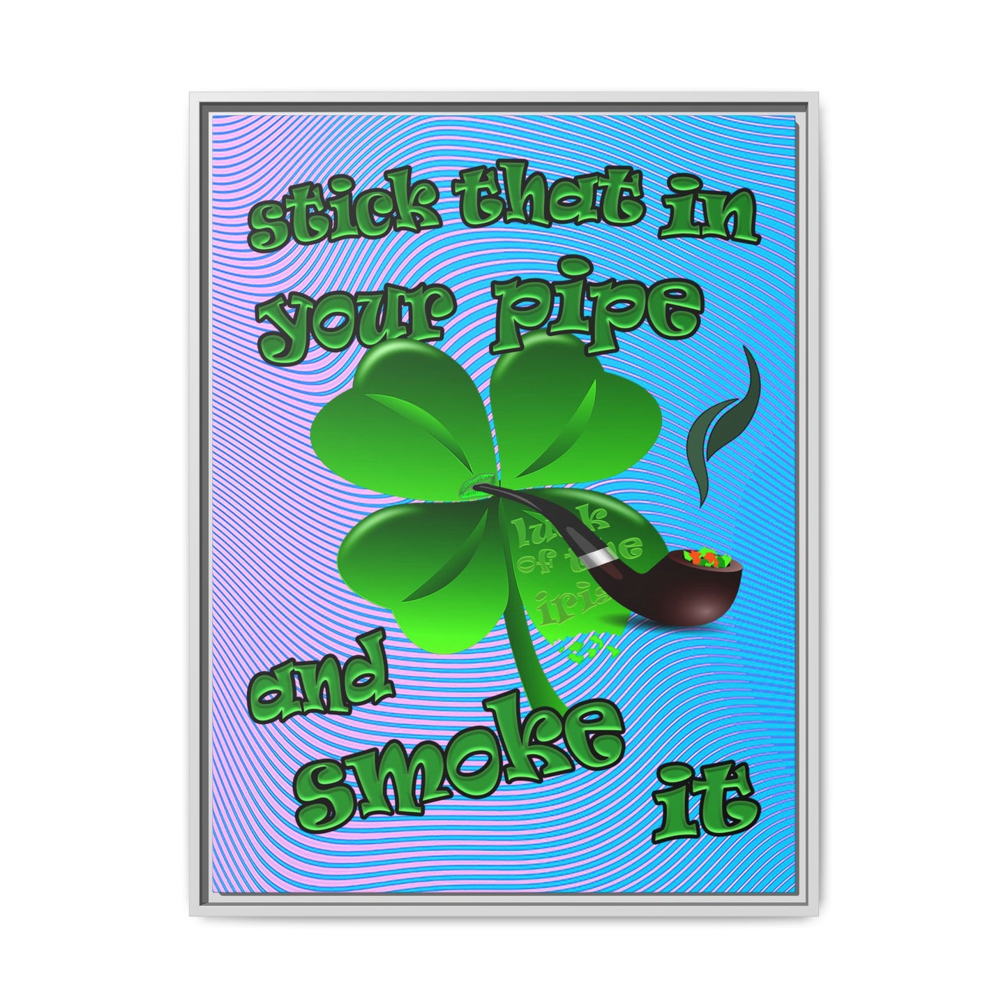 stick that in your pipe and smoke it - framed canvas art (light blue-purple wave)